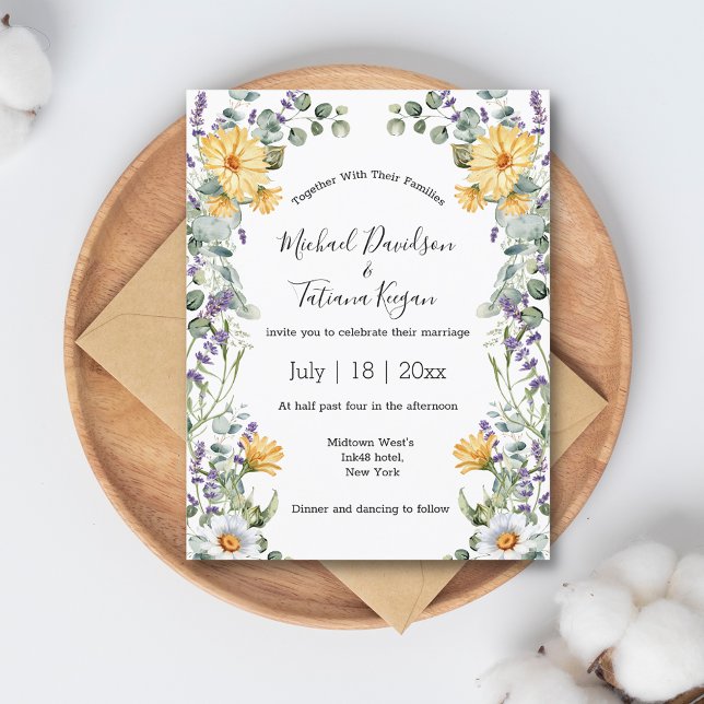watercolor floral greenery summer spring wedding  invitation (Creator Uploaded)