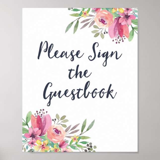 Watercolor Floral Guestbook Sign (Front)