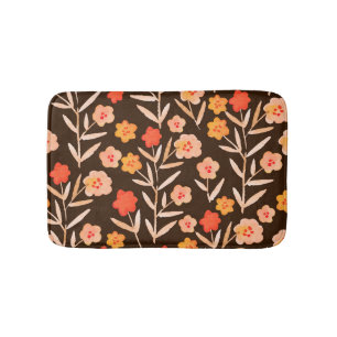 Watercolor Floral: Hand Drawn Texture Bath Mat