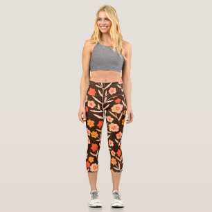 Watercolor Floral: Hand Drawn Texture Capri Leggings