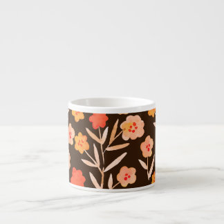 Watercolor Floral: Hand Drawn Texture Espresso Cup