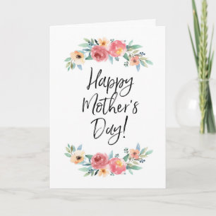 Watercolor floral hand-lettered Mother's Day Card
