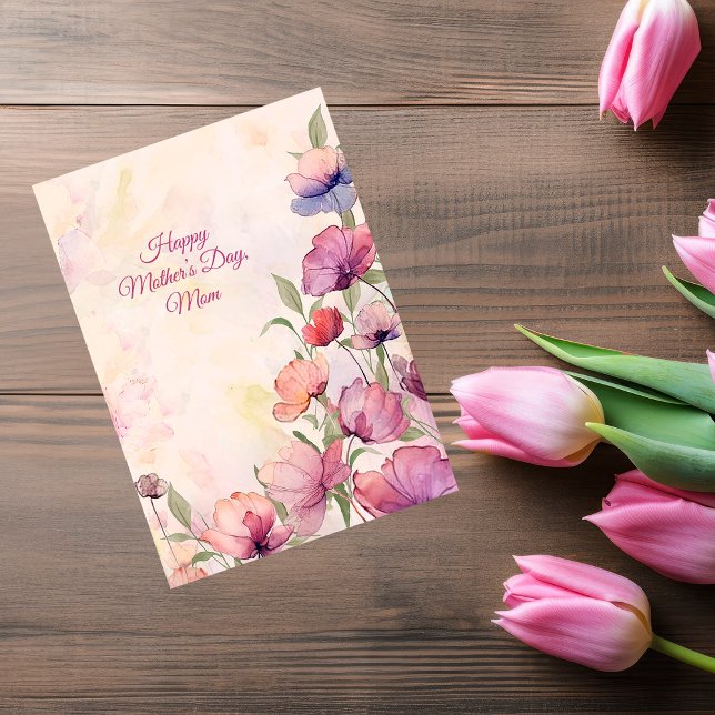 Watercolor Floral Happy Mother's Day Card (Creator Uploaded)