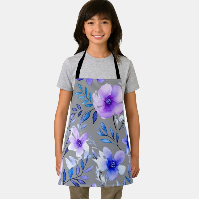 Watercolor Floral Harmony – Seamless Botanical Pat Apron (Insitu)