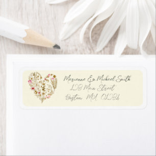 Watercolor Floral Heart Baby In Bloom Baby Shower Return Address Label