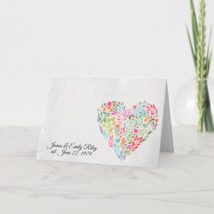 watercolor floral heart on texture card
