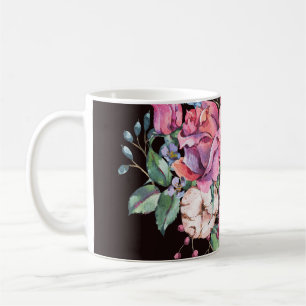Watercolor floral heart: vintage roses. coffee mug