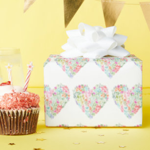 Watercolor Floral Heart Wrapping Paper