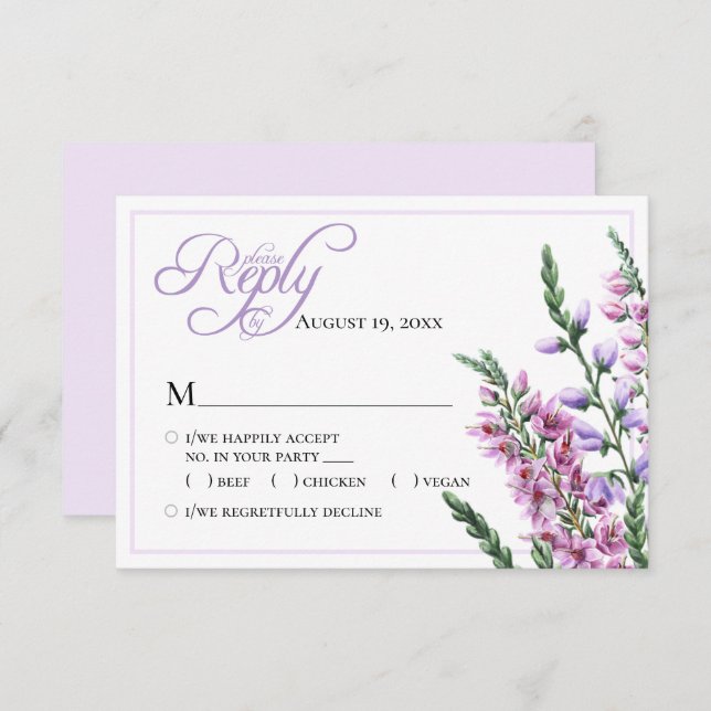 Watercolor Floral Heather Wedding RSVP  (Front/Back)