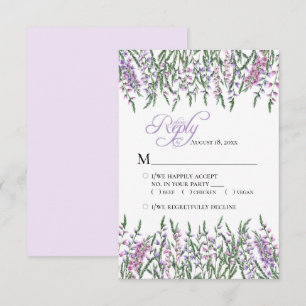 Watercolor Floral Heather Wedding RSVP  Card