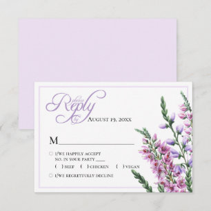 Watercolor Floral Heather Wedding RSVP  Card