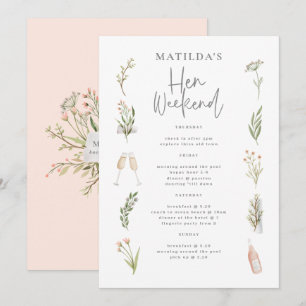 Watercolor floral hen weekend itinerary
