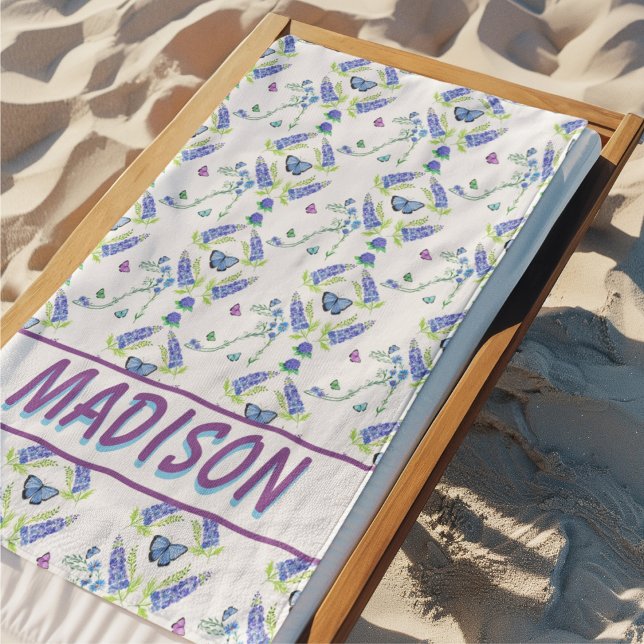 Watercolor floral High Heel With Butterflies Beach Towel (Creator Uploaded)