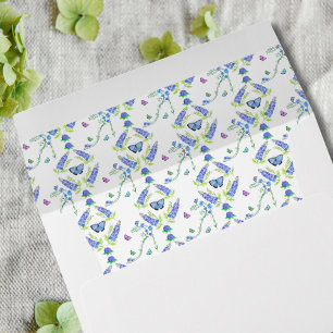 Watercolor floral High Heel With Butterflies Envelope