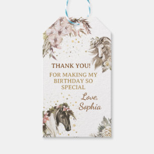 Watercolor Floral horse birthday cowgirl Gift Tags