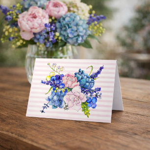 Watercolor Floral Hydrangeas Peonies Card