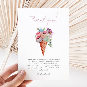 Watercolor Floral Ice Cream Bridal Shower Thank You Card