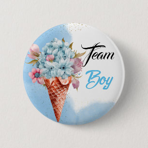 Watercolor Floral Ice Cream Team Boy Gender reveal 6 Cm Round Badge