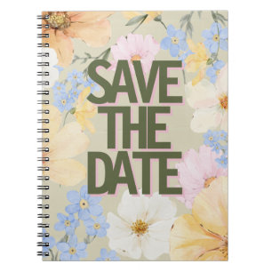 Watercolor Floral Illustration Wedding Notebook
