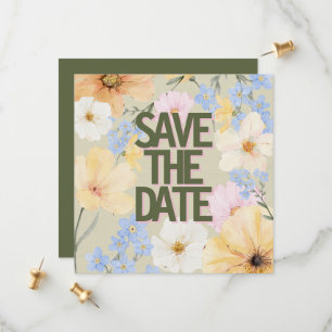 Watercolor Floral Illustration Wedding Save The Date