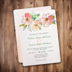 Watercolor Floral Impression Wedding Invitation