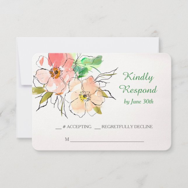 Watercolor Floral Impression Wedding RSVP (Front)