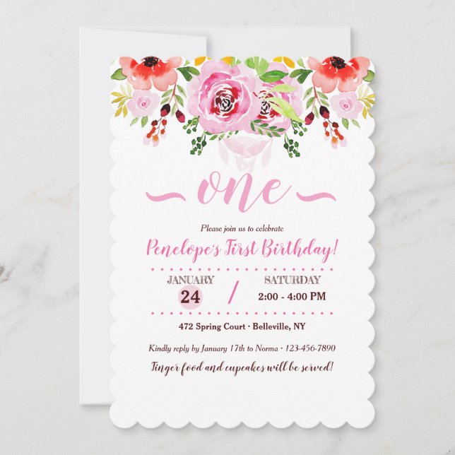 Watercolor Floral Invitation (Front)