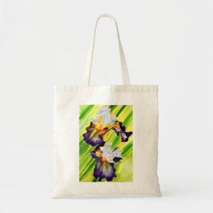 Watercolor floral iris flower tote bag