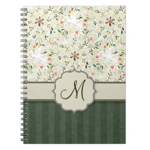 Watercolor Floral Kaleidoscope with Monogram Notebook