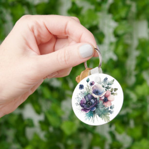 Watercolor floral key ring