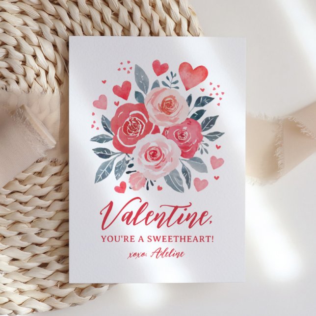 Watercolor Floral Kids Valentines Day Card (Creator Uploaded)
