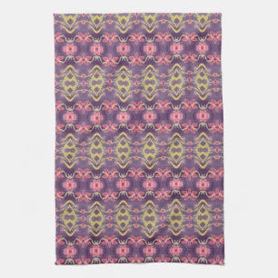 Watercolor Floral Kitchen Towel Purple And Red