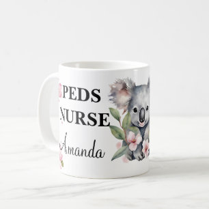 Watercolor Floral Koala Bear Custom Nurse Coffee Mug