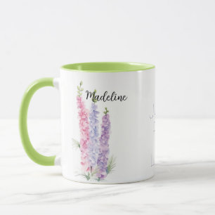 Watercolor Floral Larkspur July Birth Flower Mug