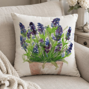Watercolor Floral Lavender Cushion
