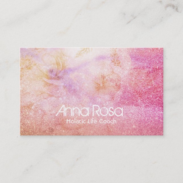 *~* Watercolor Floral Lavender Peach Dusty Rose Business Card (Front)