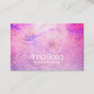 *~* Watercolor Floral Lavender Pink Purple Glitter Business Card