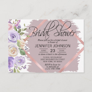 Watercolor Floral Lavender Purple Bridal Shower Invitation
