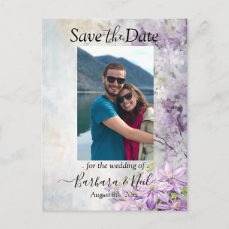 Watercolor Floral Lavender Save the Date Photo Postcard