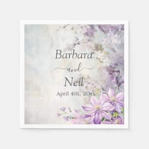 Watercolor Floral Lavender Wedding Napkin