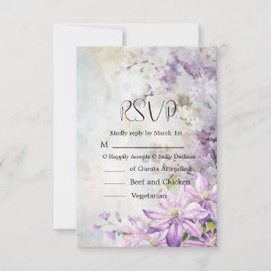 Watercolor Floral Lavender Wedding RSVP Card