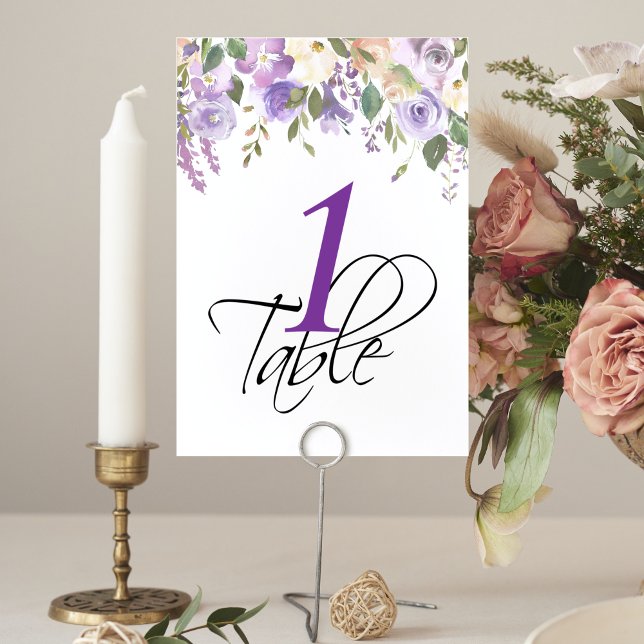 Watercolor Floral Lavender Wedding Table Nunmber Number (Creator Uploaded)