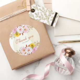 Watercolor Floral Leaves Classic Round Sticker