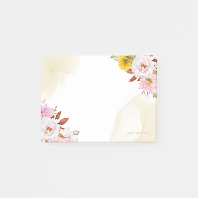 Watercolor Floral Leaves Post-it Notes (Front)