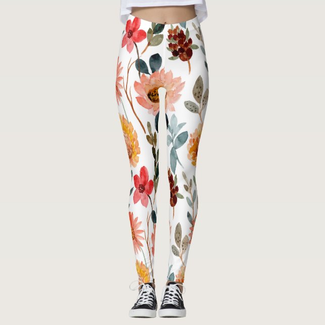 Watercolor floral leggings (Front)