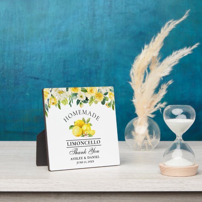 Watercolor Floral Lemons Limoncello Wedding Plaque (Insitu)