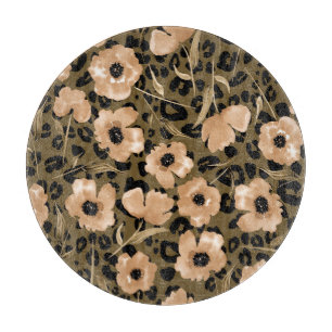 Watercolor Floral Leopard: Endless Pattern Cutting Board