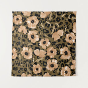 Watercolor Floral Leopard: Endless Pattern Tapestry