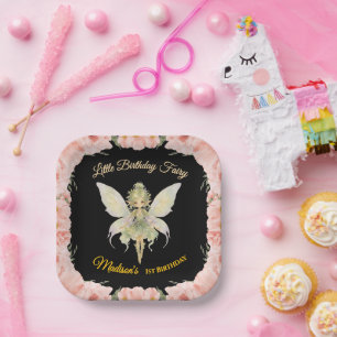 Watercolor Floral Little Fairy Birthday Paper Plate