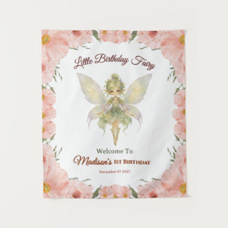 Watercolor Floral Little Fairy Birthday  Tapestry